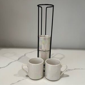 Porcelain Stackable Cups w/Metal Stand